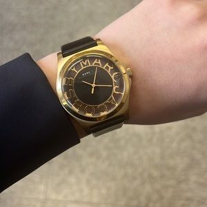 Marc by Marc Jacobs stainless steel gold tone with genuine leather band watch